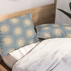 Boho Summer Sun Pattern XVII Blue and Beige Pillow Sham Gallery Image 2