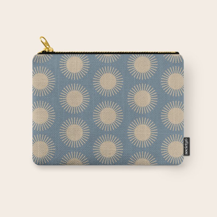Boho Summer Sun Pattern XVII Blue and Beige Carry All Pouch Gallery Image 1
