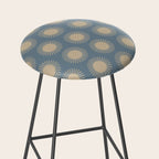 Boho Summer Sun Pattern XVII Blue and Beige Stool Gallery Image 2