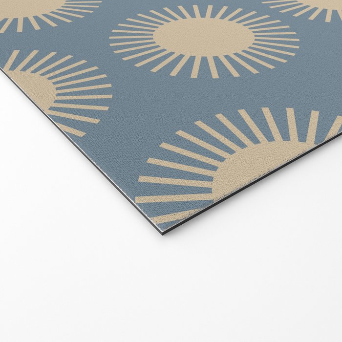 Boho Summer Sun Pattern XVII Blue and Beige Welcome Mat Gallery Image 2