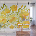 Watercolor California poppies (Quad set, #2) Wall Mural Gallery Image 1