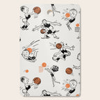Basketball Fun Comic Illustration Pattern with Balls on Grey Background Cutting Board Gallery Image 1
