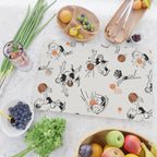 Basketball Fun Comic Illustration Pattern with Balls on Grey Background Cutting Board Gallery Image 2