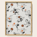 Basketball Fun Comic Illustration Pattern with Balls on Grey Background Serving Tray Gallery Image 1