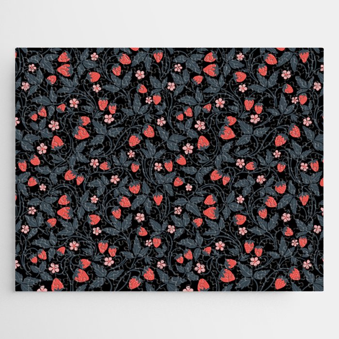 Strawberries - red and slate on black Jigsaw Puzzle Gallery Image 1