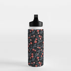 Strawberries - red and slate on black Water Bottle Gallery Image 3