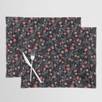 Strawberries - red and slate on black Placemat Gallery Image 1