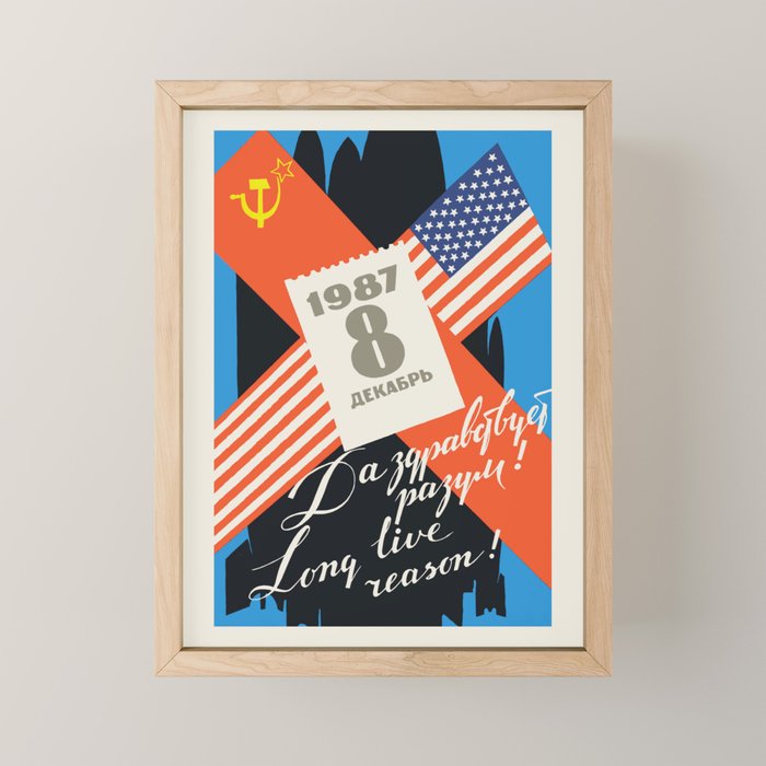 Vintage Soviet propaganda poster - Nuclear forces treaty between USA and USSR, 1987 Mini Art Print Gallery Image 1