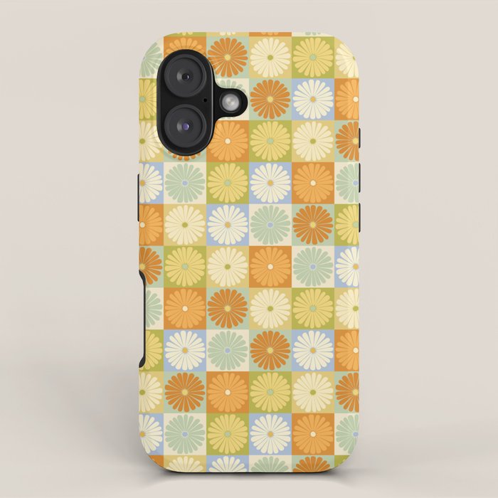 Retro Flowers Check Pattern XXVIII iPhone Case Gallery Image 1