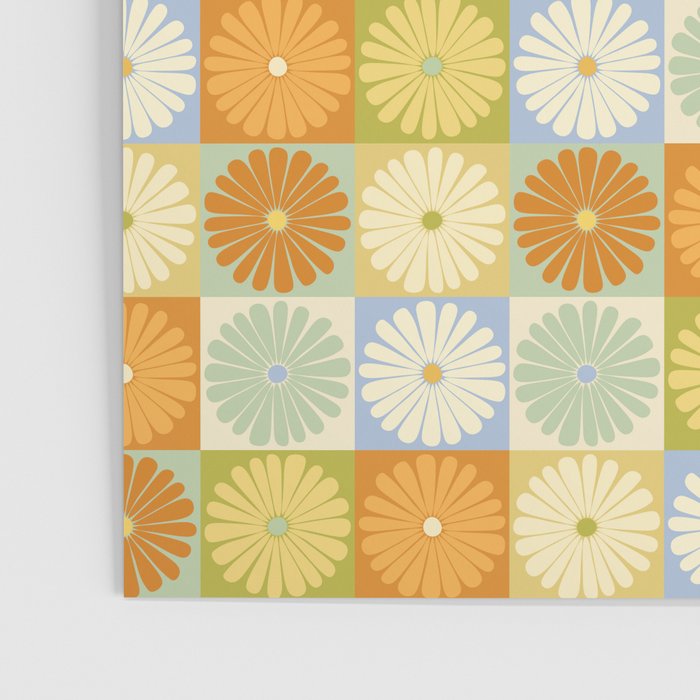 Retro Flowers Check Pattern XXVIII Poster Gallery Image 3