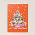 Seasons Greetings Snowy Christmas Tree with Presents Stationery Card Gallery Image 2