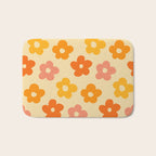 Retro 60s 70s Flowers Pattern Orange #pattern #vintage  Bath Mat Gallery Image 1