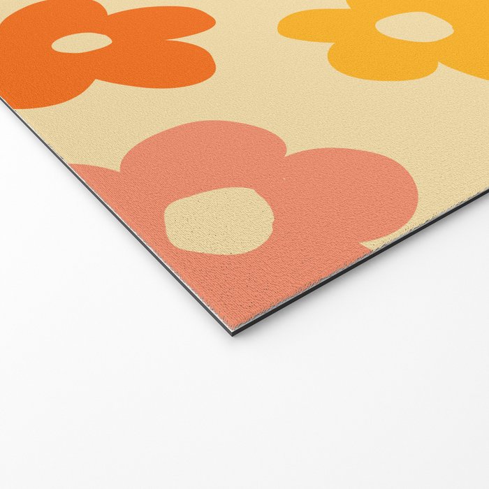 Retro 60s 70s Flowers Pattern Orange #pattern #vintage  Welcome Mat Gallery Image 2