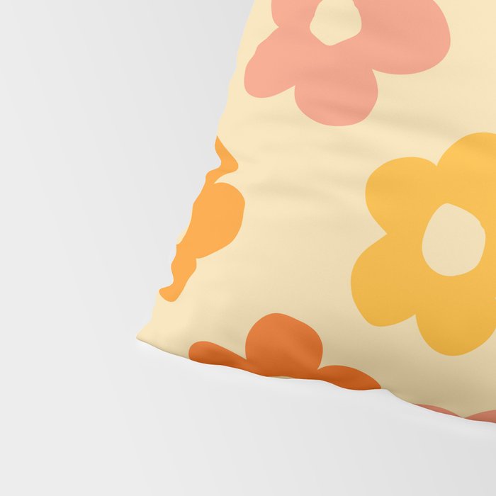 Retro 60s 70s Flowers Pattern Orange #pattern #vintage  Pillow Sham Gallery Image 4