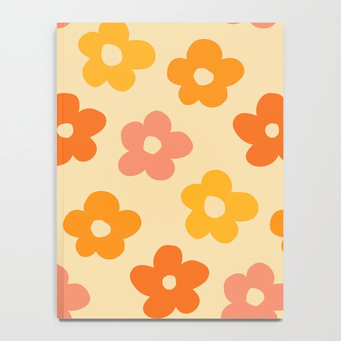 Retro 60s 70s Flowers Pattern Orange #pattern #vintage  Notebook Gallery Image 4