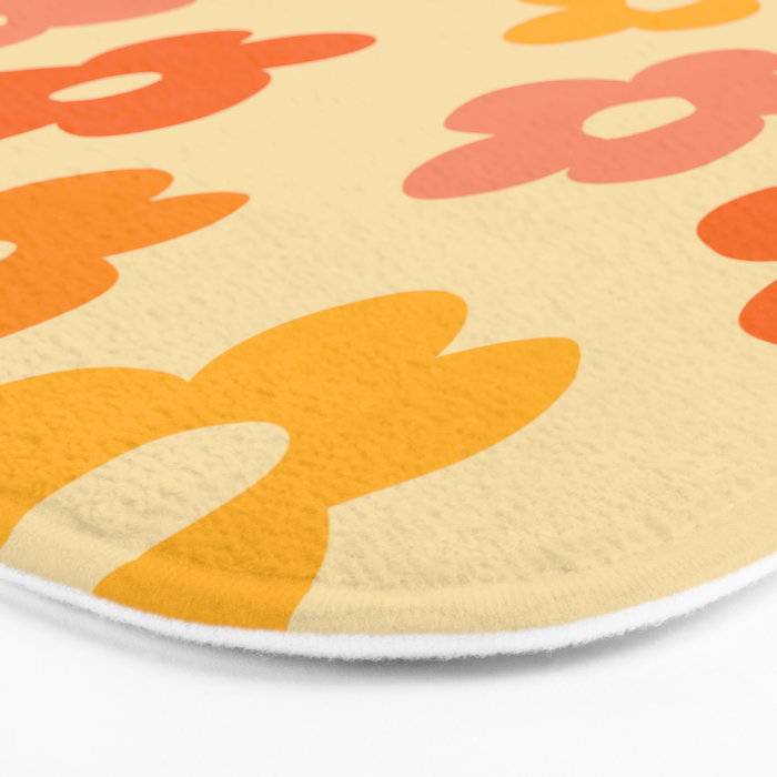 Retro 60s 70s Flowers Pattern Orange #pattern #vintage  Bath Mat Gallery Image 3