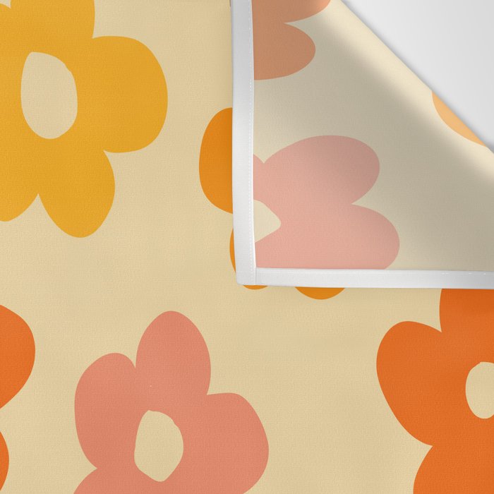 Retro 60s 70s Flowers Pattern Orange #pattern #vintage  Wall Tapestry Gallery Image 3