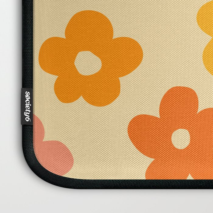 Retro 60s 70s Flowers Pattern Orange #pattern #vintage  Laptop Sleeve Gallery Image 3