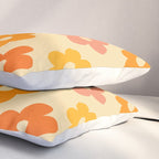 Retro 60s 70s Flowers Pattern Orange #pattern #vintage  Pillow Sham Gallery Image 3