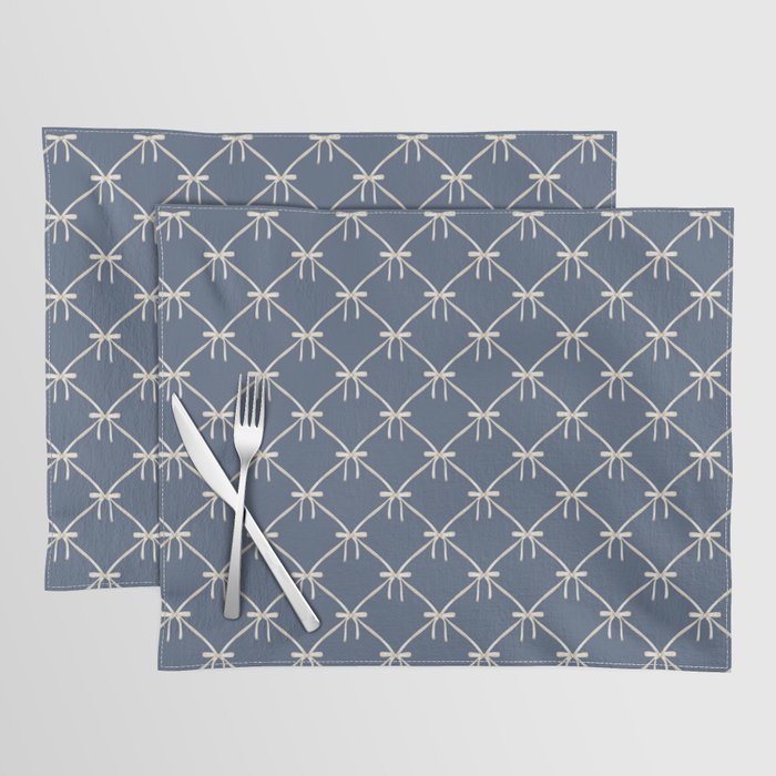 Bows & Ribbons Pattern XLIII Neutral Blue Placemat Gallery Image 1