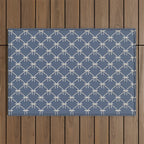 Bows & Ribbons Pattern XLIII Neutral Blue Outdoor Rug Gallery Image 1
