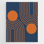 Mid Century Modern Geometric 186 in Navy Blue Orange Jigsaw Puzzle Gallery Image 1