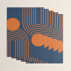 Mid Century Modern Geometric 186 in Navy Blue Orange Wrapping Paper Gallery Image 3