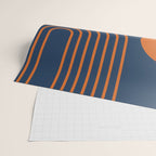 Mid Century Modern Geometric 186 in Navy Blue Orange Wrapping Paper Gallery Image 2