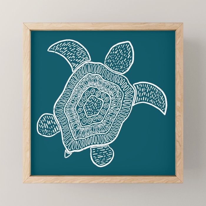 Tropical Turtle | Lagoon Blue  Mini Art Print Gallery Image 1
