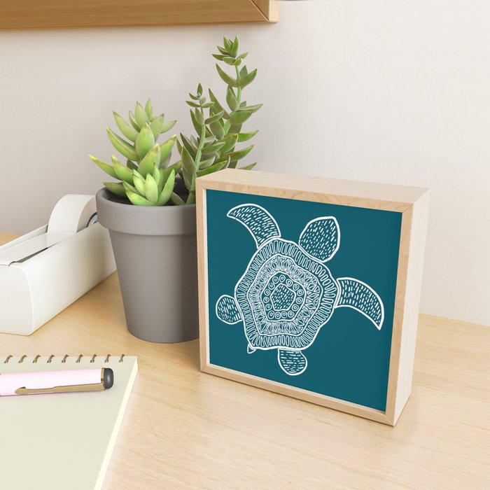 Tropical Turtle | Lagoon Blue  Mini Art Print Gallery Image 2