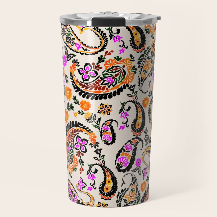 Vibrant paisley print Travel Mug Gallery Image 1