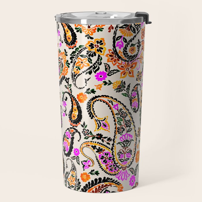Vibrant paisley print Travel Mug Gallery Image 2