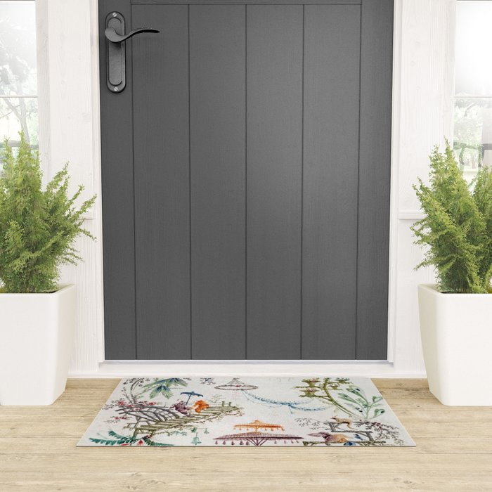 Enchanted Forest Chinoiserie Welcome Mat Gallery Image 3