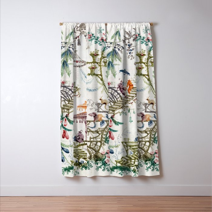 Enchanted Forest Chinoiserie Window Curtain Gallery Image 3