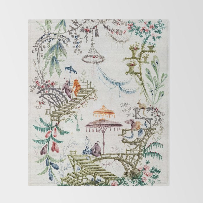 Enchanted Forest Chinoiserie Throw Blanket Gallery Image 2
