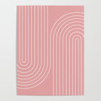 Minimal Line Curvature X Pink Mid Century Modern Arch Abstract Poster Gallery Image 4