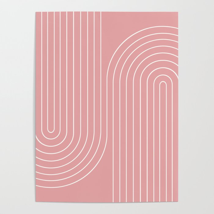 Minimal Line Curvature X Pink Mid Century Modern Arch Abstract Poster Gallery Image 4