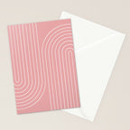 Minimal Line Curvature X Pink Mid Century Modern Arch Abstract Stationery Card Gallery Image 2