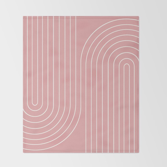 Minimal Line Curvature X Pink Mid Century Modern Arch Abstract Throw Blanket Gallery Image 2