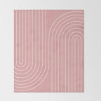 Minimal Line Curvature X Pink Mid Century Modern Arch Abstract Throw Blanket Gallery Image 2