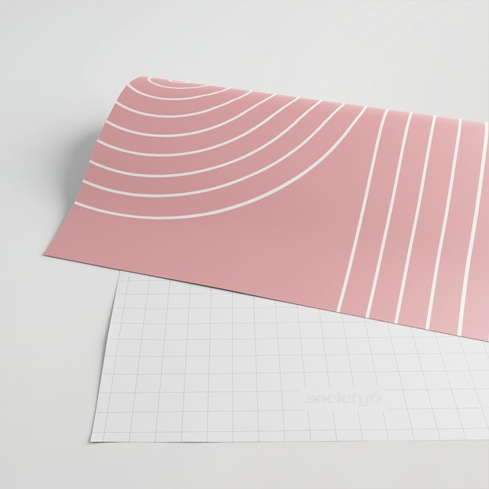 Minimal Line Curvature X Pink Mid Century Modern Arch Abstract Wrapping Paper Gallery Image 2