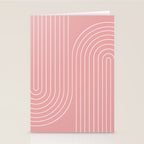Minimal Line Curvature X Pink Mid Century Modern Arch Abstract Stationery Card Gallery Image 2