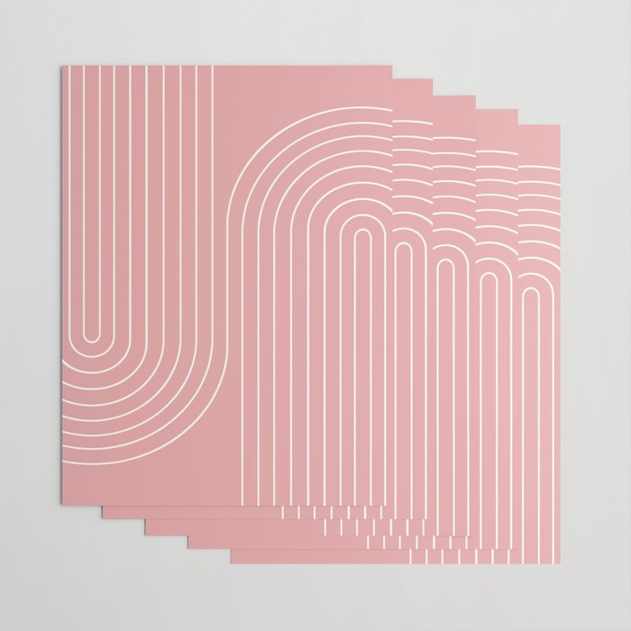 Minimal Line Curvature X Pink Mid Century Modern Arch Abstract Wrapping Paper Gallery Image 3