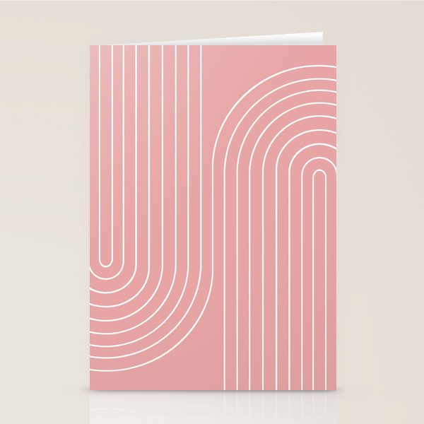 Minimal Line Curvature X Pink Mid Century Modern Arch Abstract Stationery Card Gallery Image 1