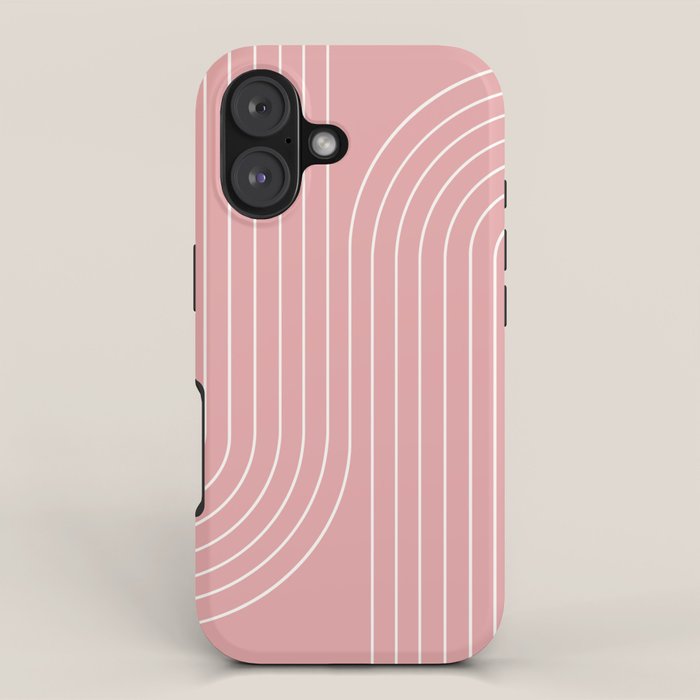 Minimal Line Curvature X Pink Mid Century Modern Arch Abstract iPhone Case Gallery Image 1