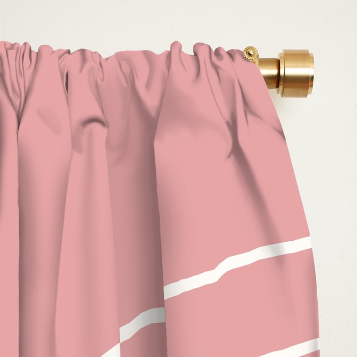 Minimal Line Curvature X Pink Mid Century Modern Arch Abstract Window Curtain Gallery Image 2