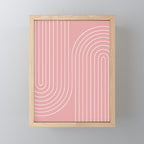 Minimal Line Curvature X Pink Mid Century Modern Arch Abstract Mini Art Print Gallery Image 1