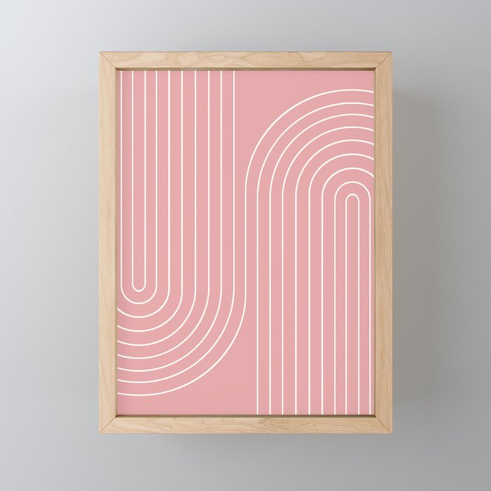 Minimal Line Curvature X Pink Mid Century Modern Arch Abstract Mini Art Print Gallery Image 1