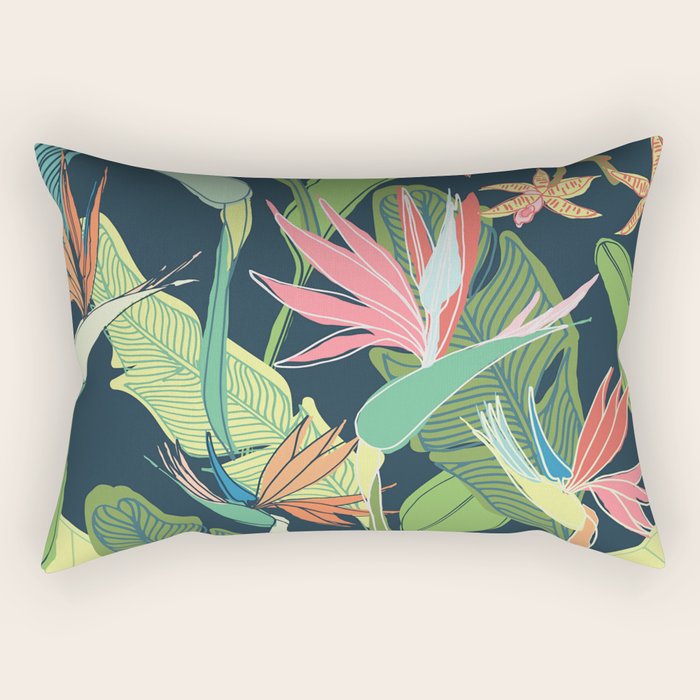 Tropical Bird of Paradise Rectangular Pillow Gallery Image 1