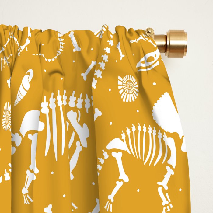 Dinosaur Fossils on Mustard Yellow Window Curtain Gallery Image 2